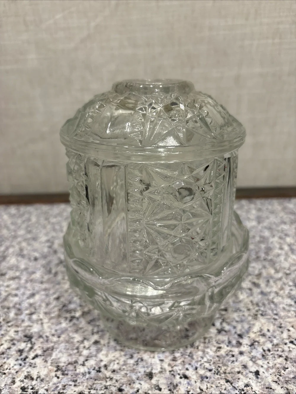 Vintage Indiana Glass Stars and Bars Fairy Lamp -7” -